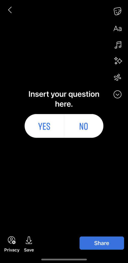 Step 6 Add your question and click on “Share”.